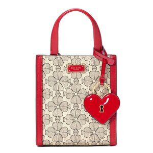 New Kate Spade Spade Flower Coated Canvas Manhattan Mini Tote Cherry Rose